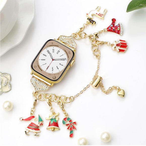 NEW Christmas Gold Apple Watch Band with Charms - Picture 2 of 6